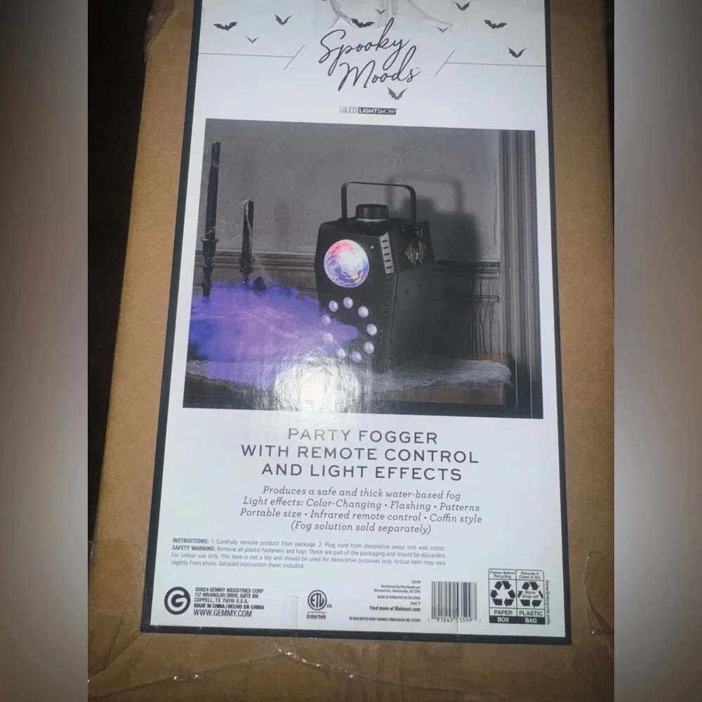 Strobing color change coffin light w/ fog effects NEW in box remote controlled
